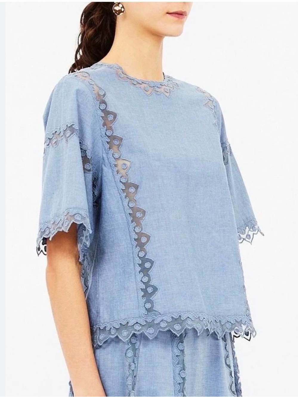 NWOT Ulla Johnson Kai Embroidered Top in OFF WHITE size 0